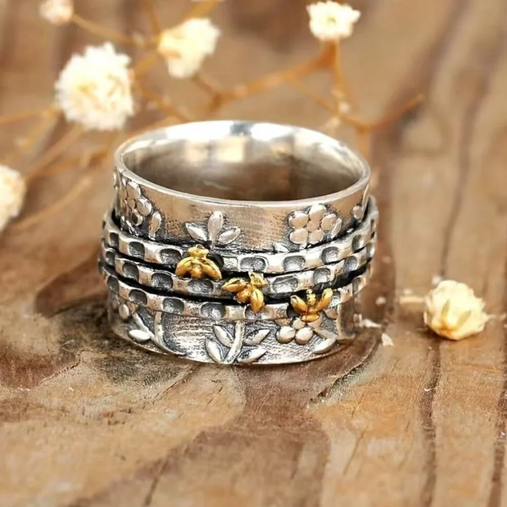 Bumble Bee Boho Two Tone Ring #1160 - Picture 8 of 8